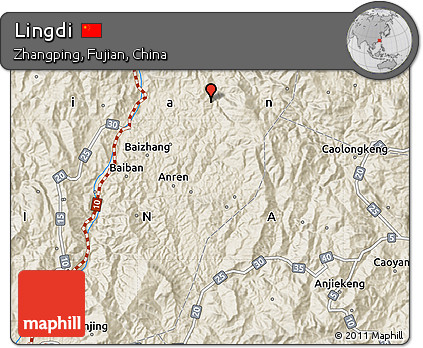 Shaded Relief Map of Lingdi