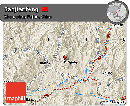 Shaded Relief Map of Sanjianfeng
