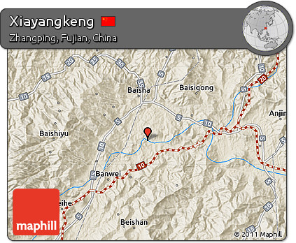 Shaded Relief Map of Xiayangkeng