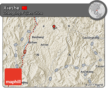 Shaded Relief Map of Xieshe