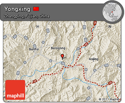 Shaded Relief Map of Yongxing