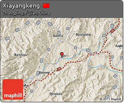Shaded Relief Map of Xiayangkeng