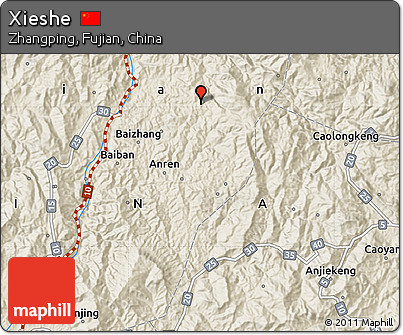 Shaded Relief Map of Xieshe
