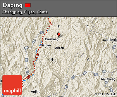 Shaded Relief Map of Daping