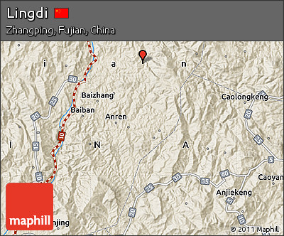Shaded Relief Map of Lingdi
