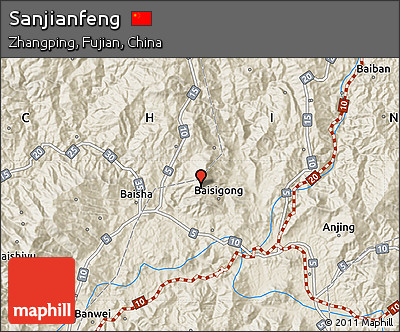 Shaded Relief Map of Sanjianfeng