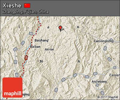 Shaded Relief Map of Xieshe