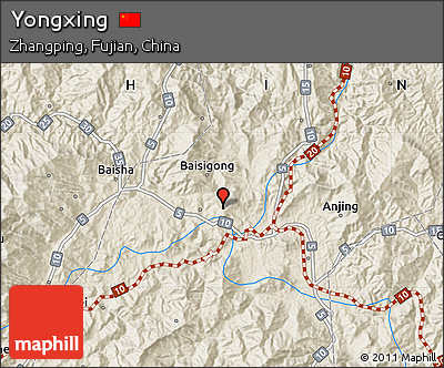 Shaded Relief Map of Yongxing