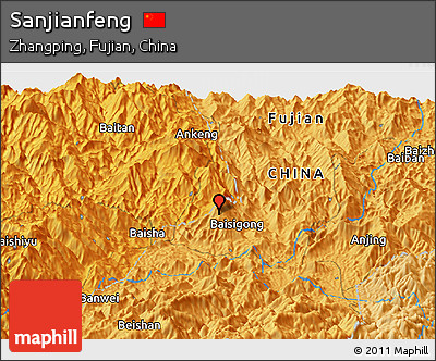 Political Panoramic Map of Sanjianfeng