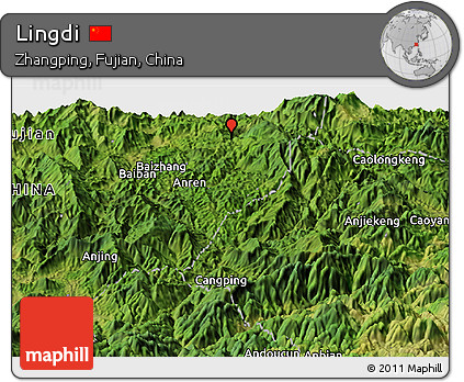 Satellite Panoramic Map of Lingdi