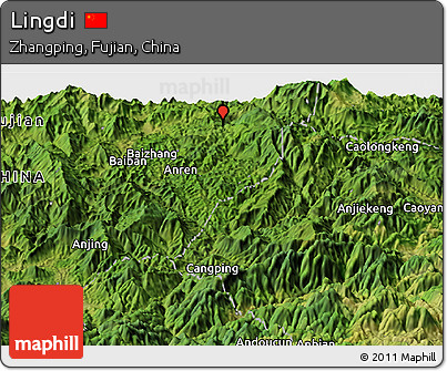 Satellite Panoramic Map of Lingdi