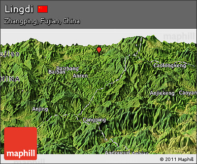 Satellite Panoramic Map of Lingdi