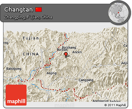 Shaded Relief Panoramic Map of Changtan