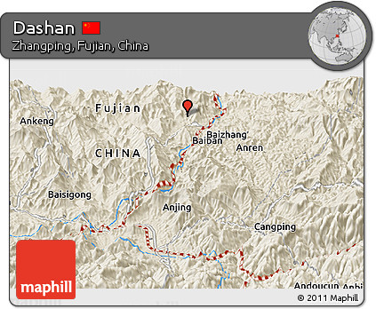 Shaded Relief Panoramic Map of Dashan
