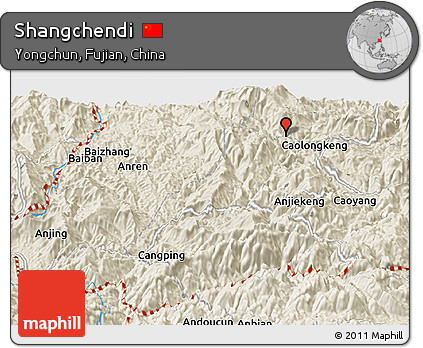 Shaded Relief Panoramic Map of Shangchendi