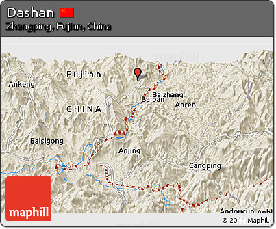 Shaded Relief Panoramic Map of Dashan