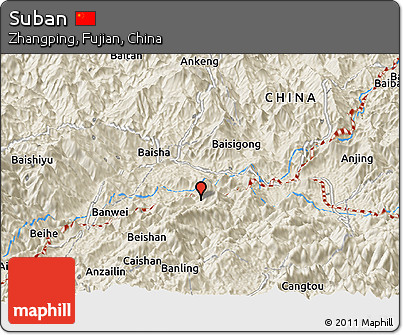 Shaded Relief Panoramic Map of Suban