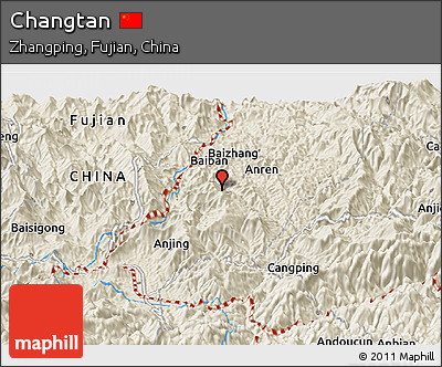 Shaded Relief Panoramic Map of Changtan