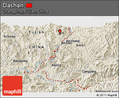 Shaded Relief Panoramic Map of Dashan