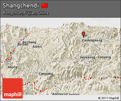 Shaded Relief Panoramic Map of Shangchendi