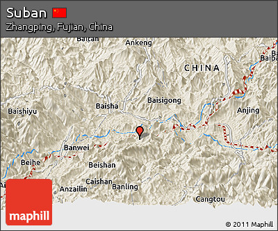 Shaded Relief Panoramic Map of Suban