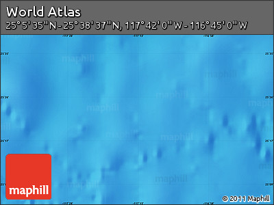 Physical Map of the Area around 25° 22' 6" N, 117° 13' 29" W