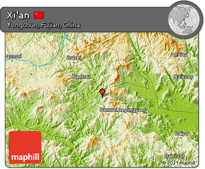 Physical 3D Map of Xi'an