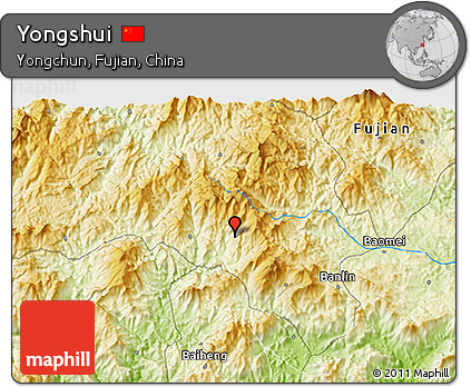Physical 3D Map of Yongshui