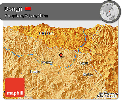 Political 3D Map of Dongji