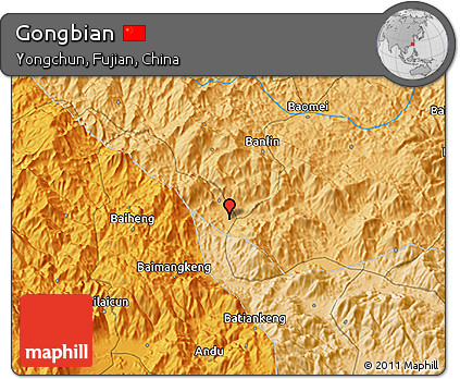 Political 3D Map of Gongbian