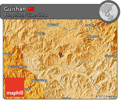 Political 3D Map of Guishan
