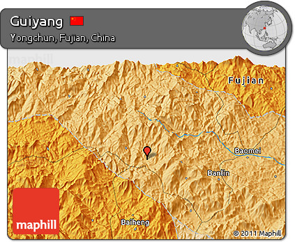 Political 3D Map of Guiyang