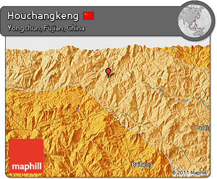 Political 3D Map of Houchangkeng