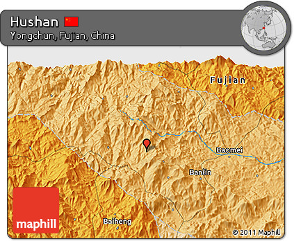 Political 3D Map of Hushan