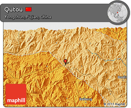 Political 3D Map of Qutou