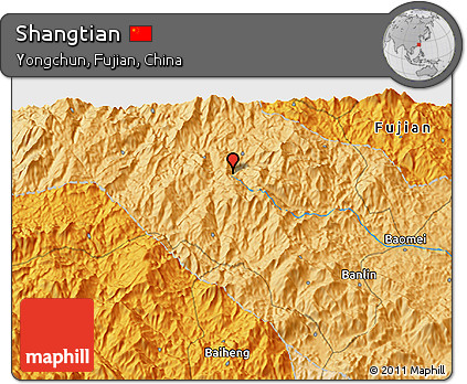 Political 3D Map of Shangtian