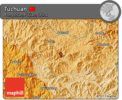 Political 3D Map of Tuchuan