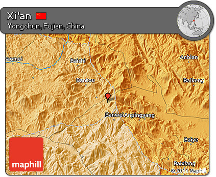 Political 3D Map of Xi'an