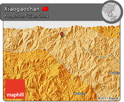 Political 3D Map of Xiaogaoshan