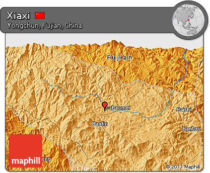 Political 3D Map of Xiaxi