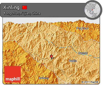 Political 3D Map of Xinling