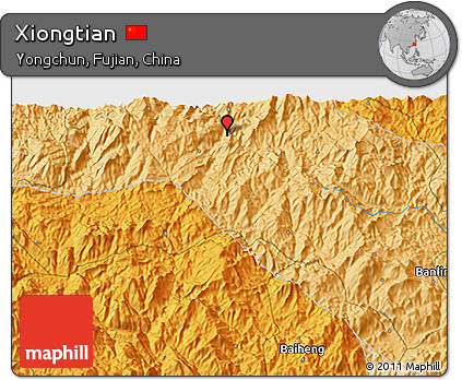 Political 3D Map of Xiongtian