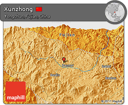 Political 3D Map of Xunzhong