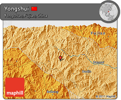 Political 3D Map of Yongshui