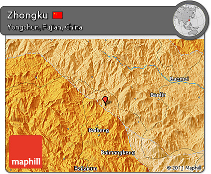 Political 3D Map of Zhongku