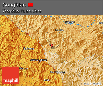 Political 3D Map of Gongbian