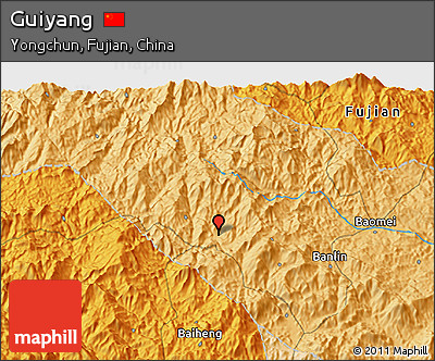 Political 3D Map of Guiyang