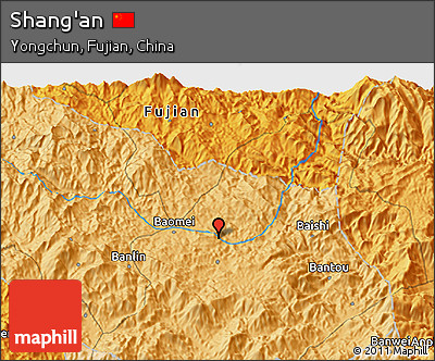 Political 3D Map of Shang'an