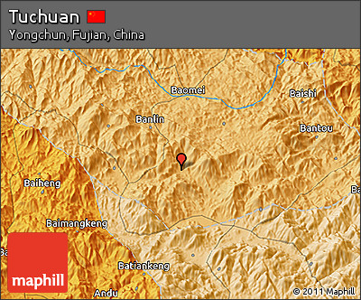 Political 3D Map of Tuchuan