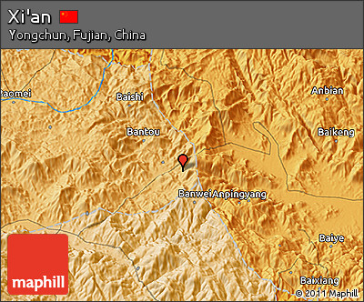 Political 3D Map of Xi'an